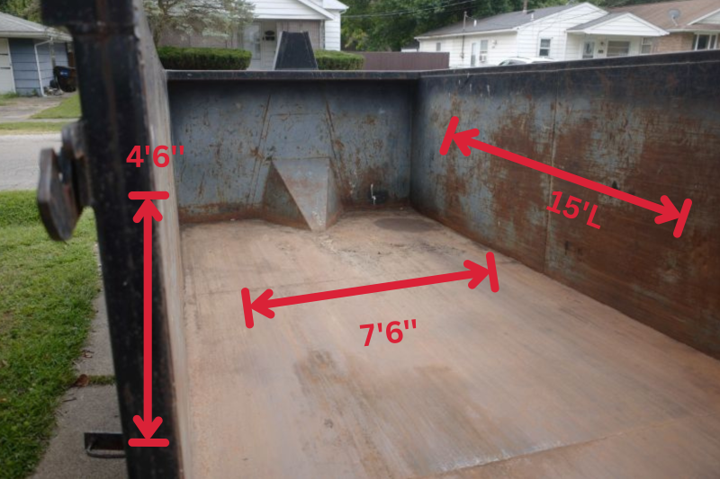 Dimensions of a 15-yard dumpster